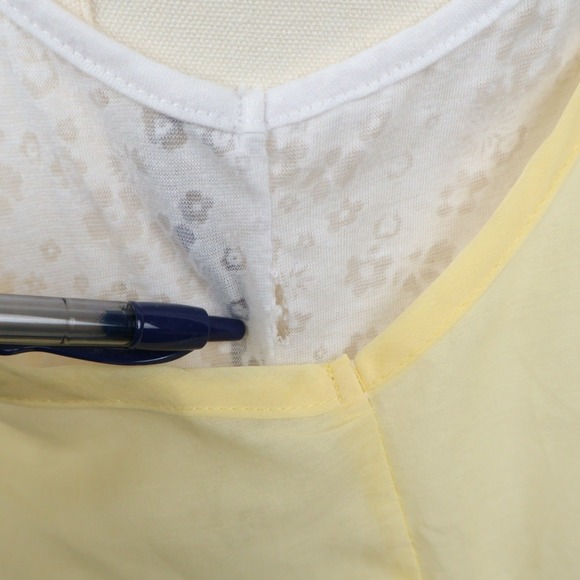 Lagenlook Yellow Pleated Sun Dress with White Floral Lace Slip Liner Set M/L - Picture 7 of 10